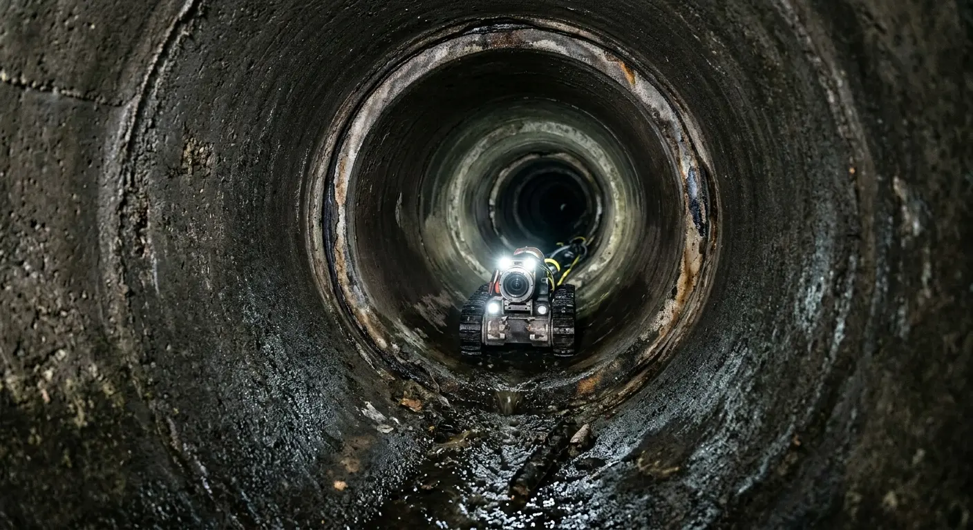 Robotic sewer camera inspecting pipe interior for Drain Snake Service in Bayshore Gardens